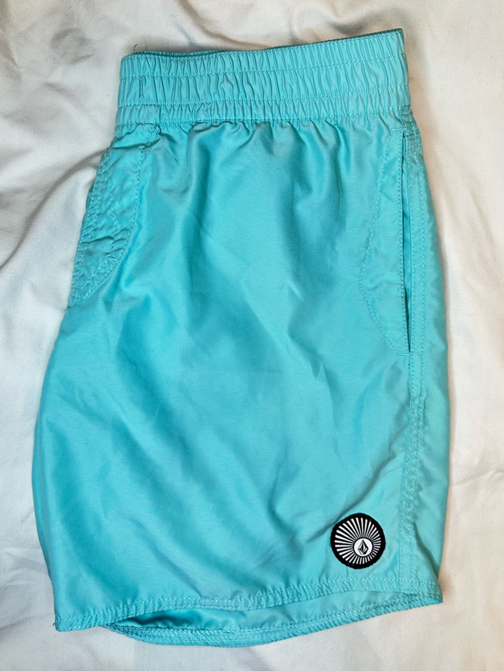 Volcom Men’s Swim Trunks Aqua Blue Elastic Waist Board Shorts Size M